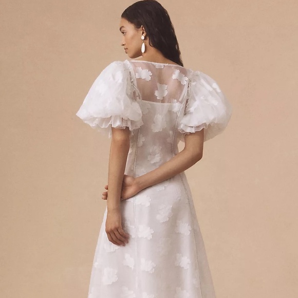 NWT Anthropologie x  Let Me Be Puff-Sleeve Sheer Midi Dress Sz XS - Picture 7 of 14